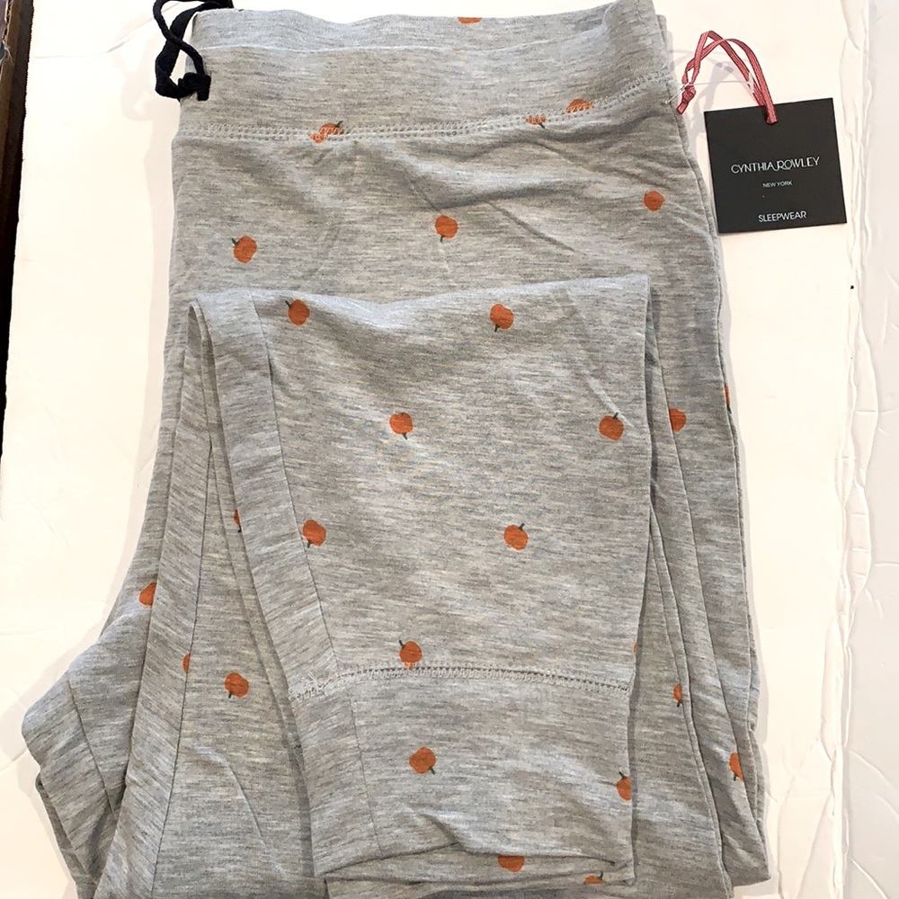 Women’s Fall Pajama Pants With Small Pumpkin Print.